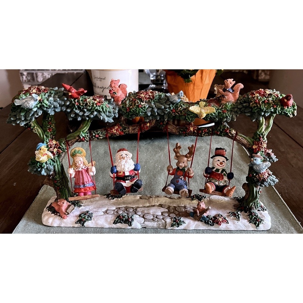 Vintage Jaimy Designed Santa Angel Reindeer on a Swing Forest Animals 1997